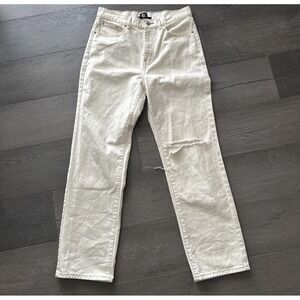 BDG Jeans Womens 29 White High Rise Loose Straight Distressed Denim Pants